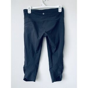 Lululemon Leggings Size 6 Black Side & Waist Pockets Yoga Pants Back Zip Pocket 